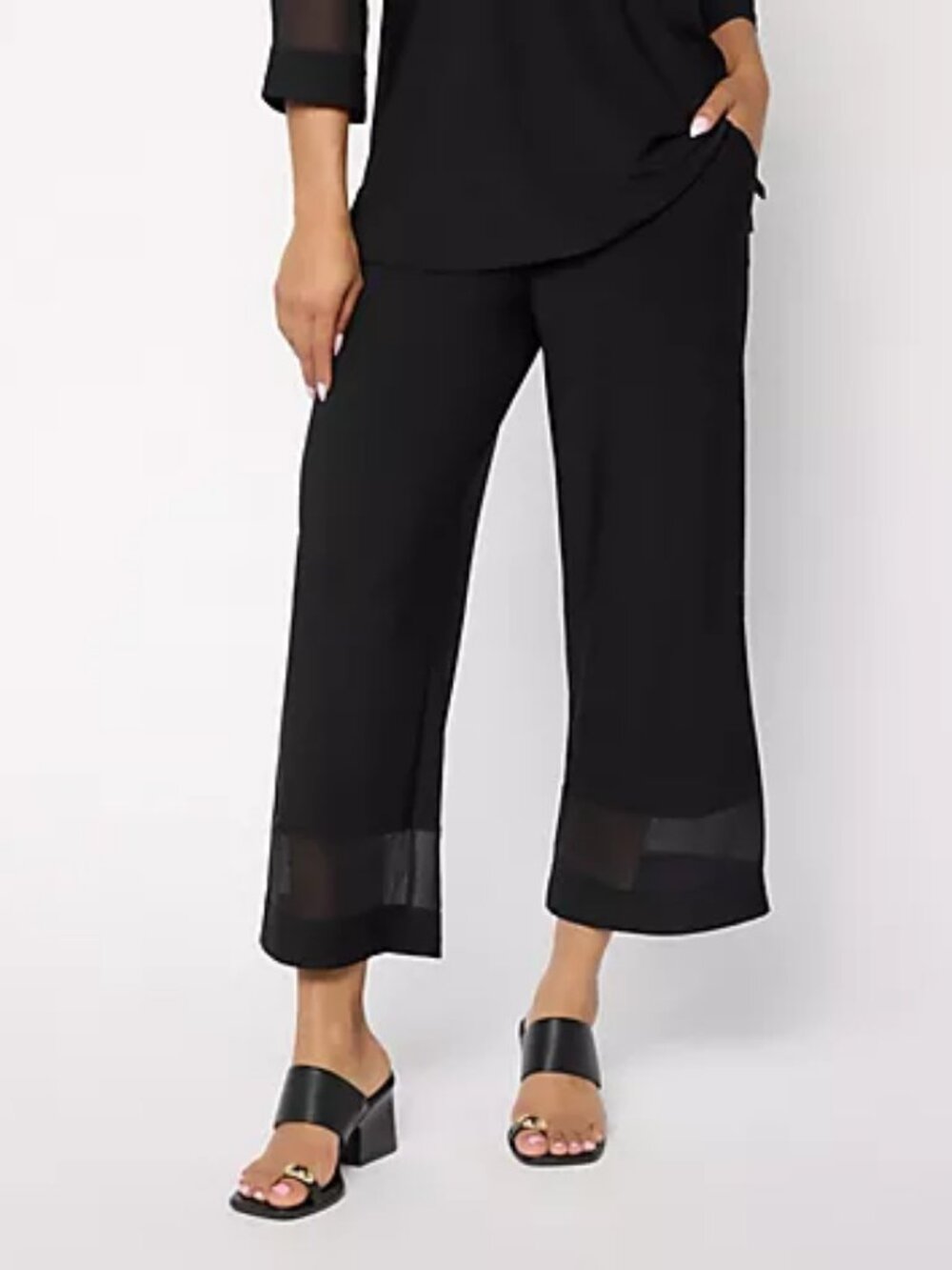 Brandis Dress Out Loud Discovery Knit Regular Wide Leg Crop Pant, Blk Sz XS a726